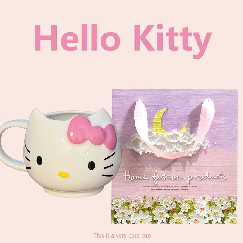 Hello Kitty Water Cup Cute Mug Heat-Resistant Ceramic Cup Juice Water Coffee Mug Kitchen Drinkware Anime - Tophatter Daily Deals