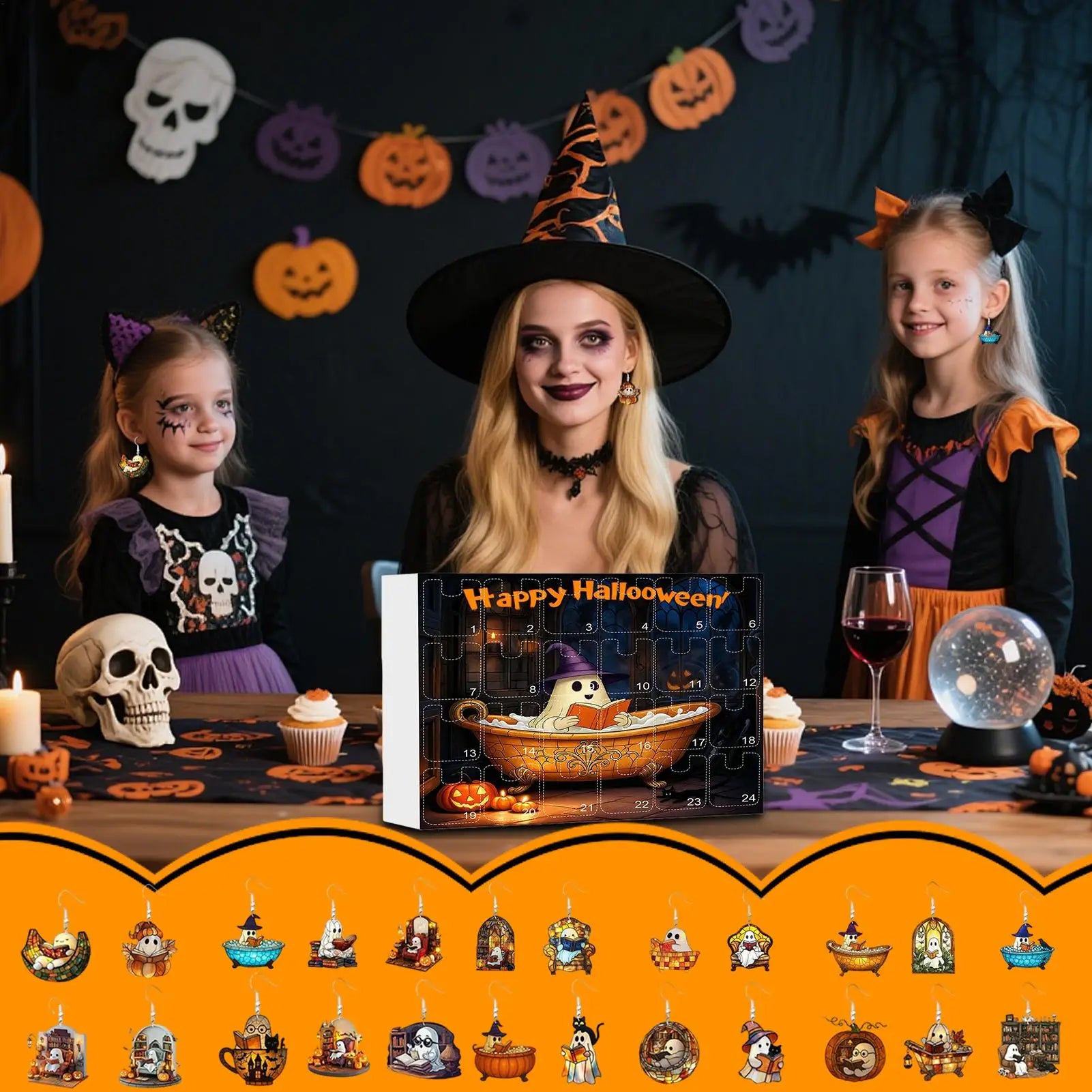 Halloween Advent Calendar Ghost Earrings 24 Day Set - Tophatter Daily Deals