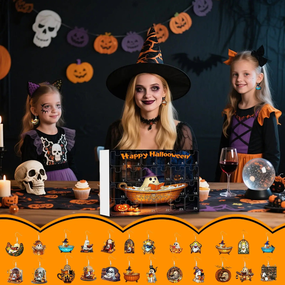 Halloween Advent Calendar Ghost Earrings 24 Day Set - Tophatter Daily Deals