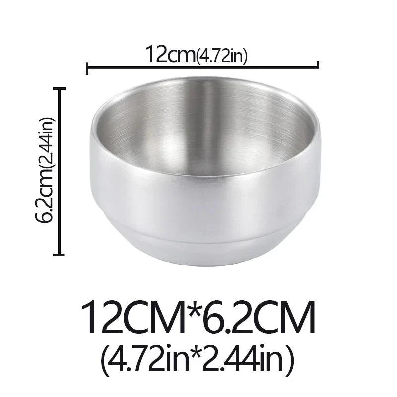 Stainless Steel Double Layer Rice Bowl With Lid Insulated silver-M-No lid - Tophatter Daily Deals