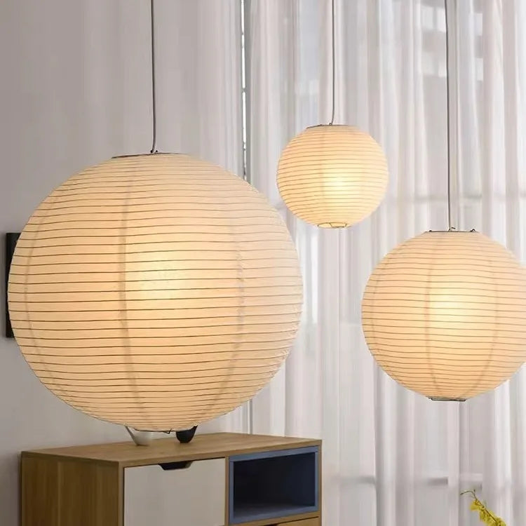 Japandi Wabi Sabi Round Pendant Light E27 LED Hanging Cozy Lamp - Tophatter Daily Deals