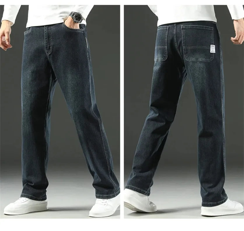Stretchy Men’s Jeans - Wide Leg, Cotton, Business Casual - Tophatter Daily Deals