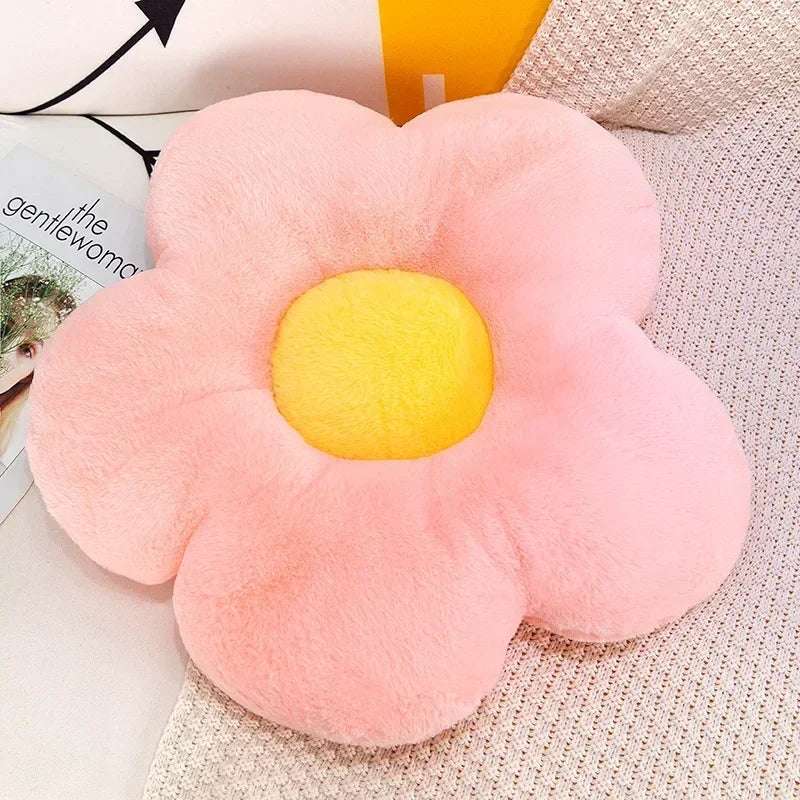 Fresh Colorful Pastel Flower Plush Toy Cushion Pink x Yellow Flowers - Tophatter Daily Deals