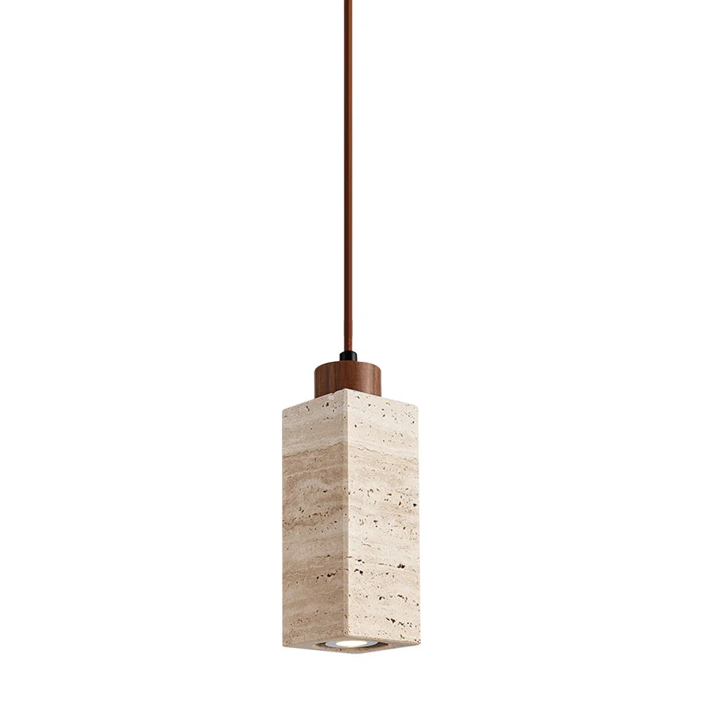Japandi Japanese Pendant Light Wood And Travertine Bedside Lamp Da - Tophatter Daily Deals
