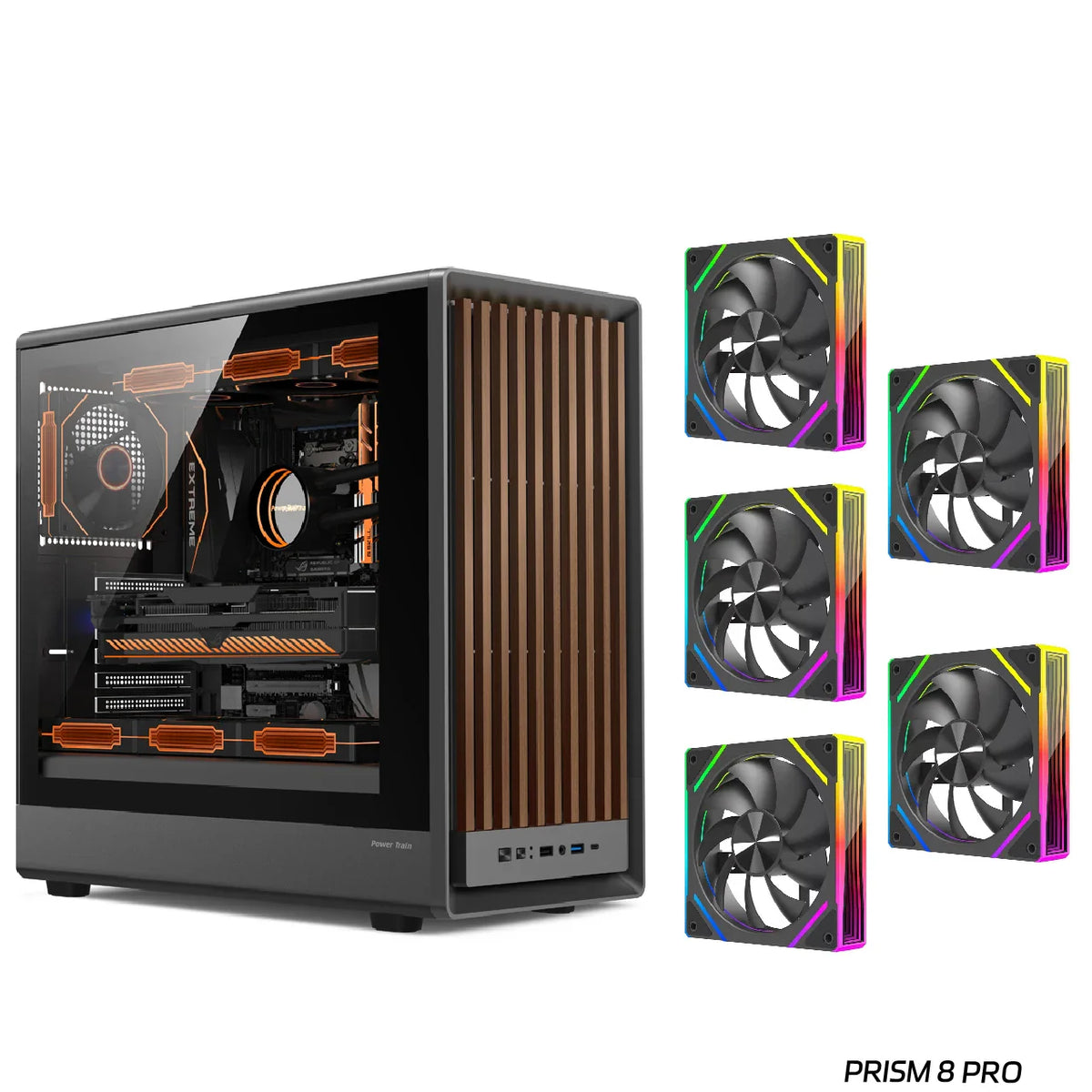 MATX PC Case Wooden Panel Tempered Glass Type C Port G1 5 Black Regular - Tophatter Daily Deals