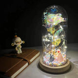 Beauty & The Beast Eternal Red Rose In Glass Dome with LED Lights Holographic Flowers - Tophatter Daily Deals