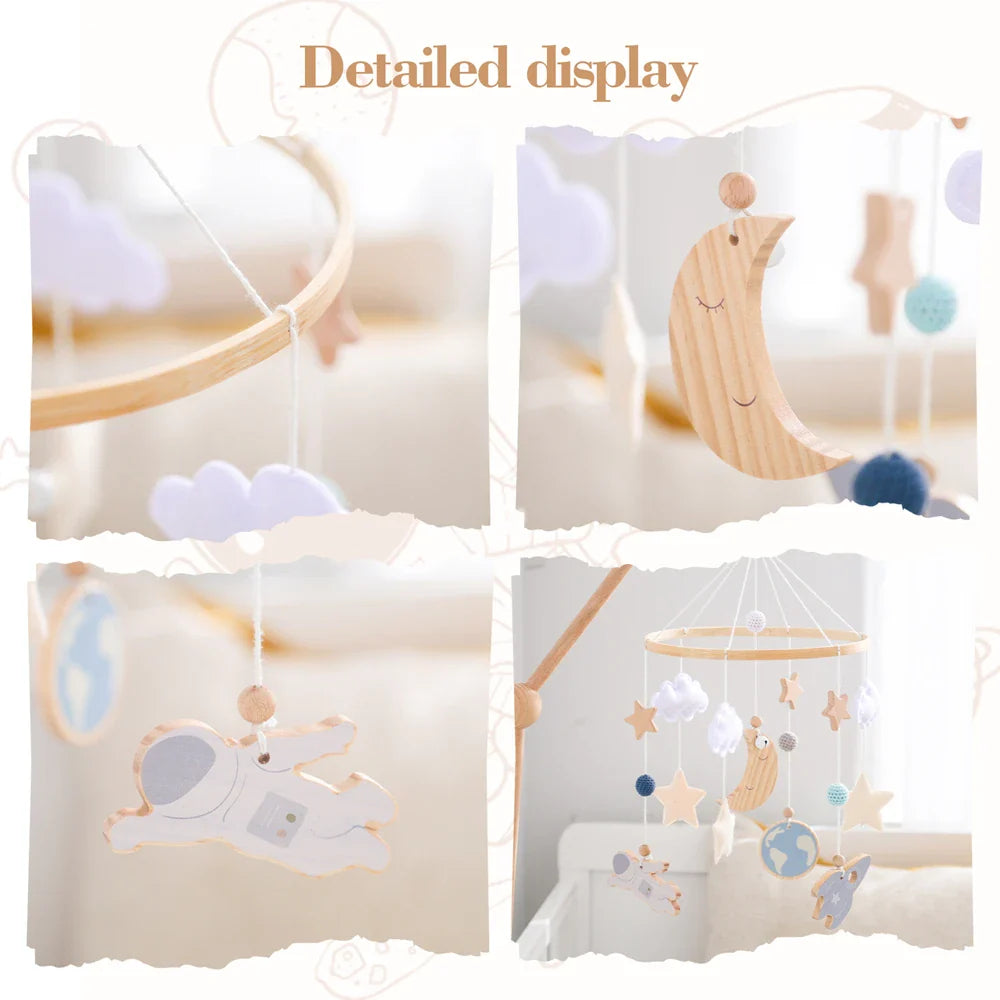Wooden Rocket Crib Mobile Newborn Sensory Toys Soothing - Tophatter Daily Deals