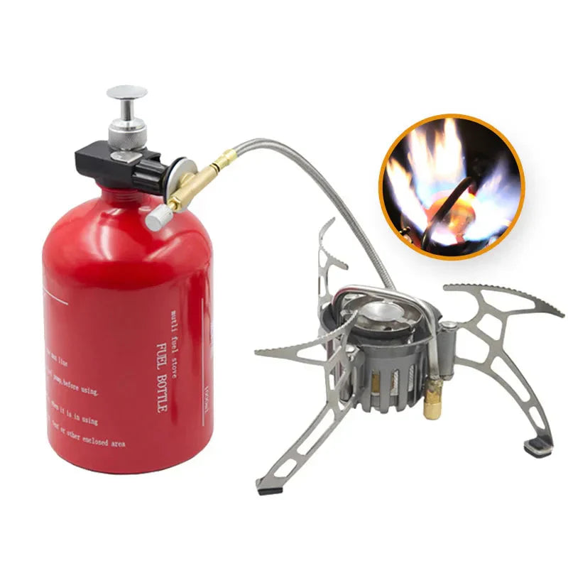 1000ml Dual-Fuel Gasoline Gas Stove Silver Camp Cooking - Tophatter Daily Deals