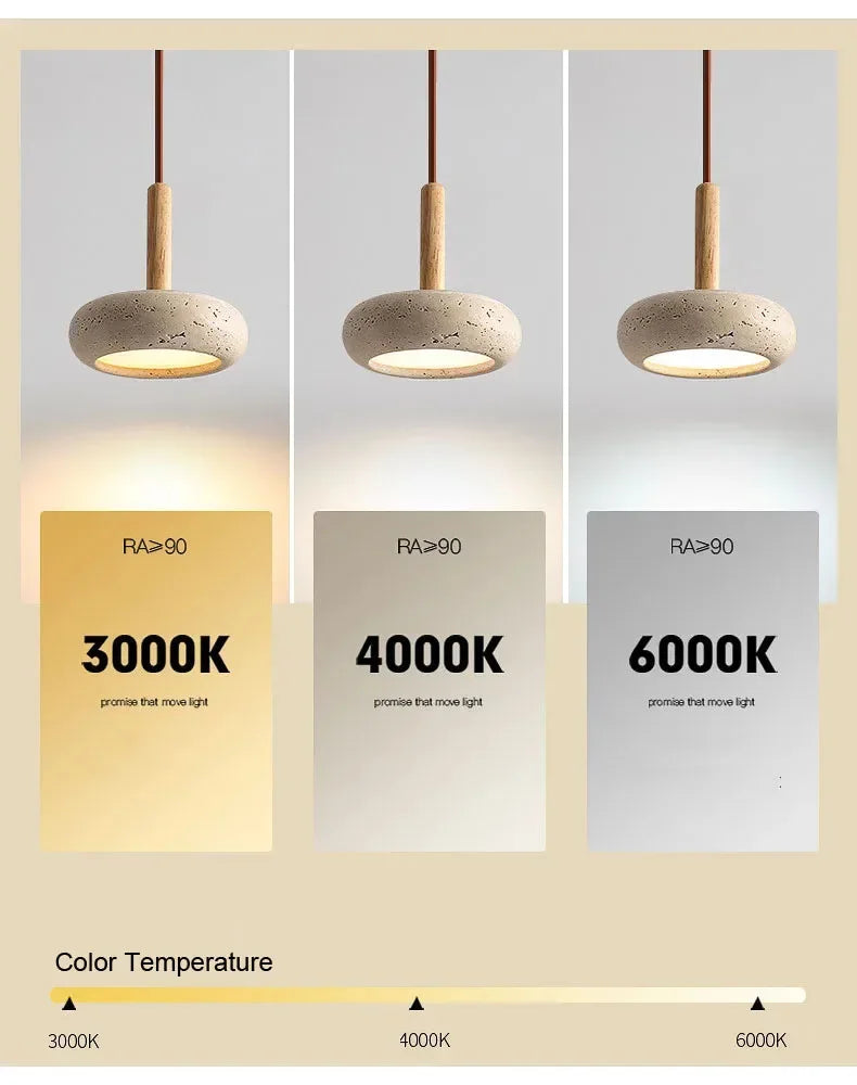 Japandi LED Pendant Lamp Yellow Stone Wabi Sabi Ambient Design - Tophatter Daily Deals