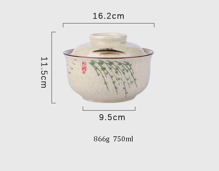 Ramen Bowl Large Ceramic With Lid Retro Fall 2025 Tableware - Tophatter Daily Deals