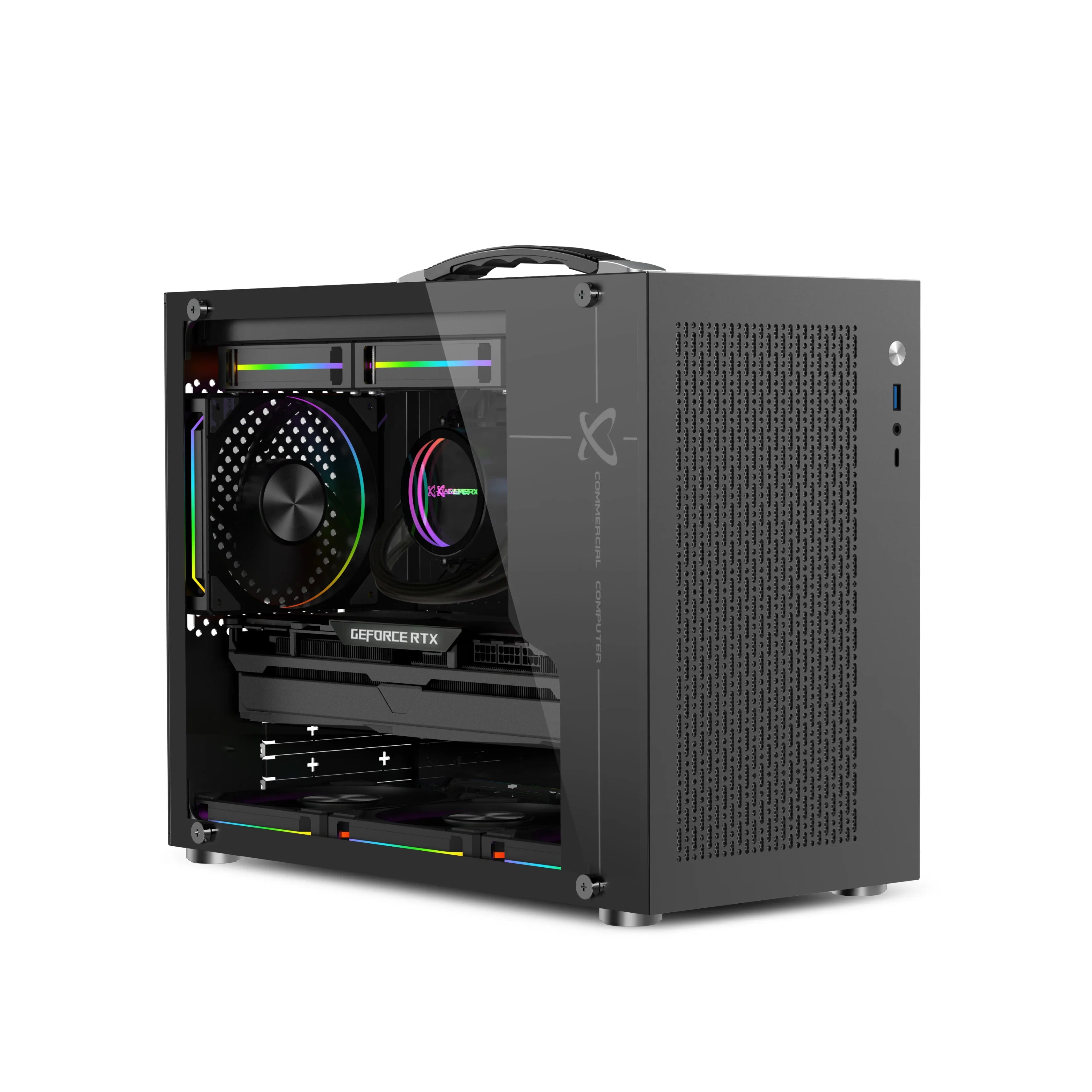 Mini ITX PC Case Transparent Side 240mm Water Cooling - Tophatter Daily Deals