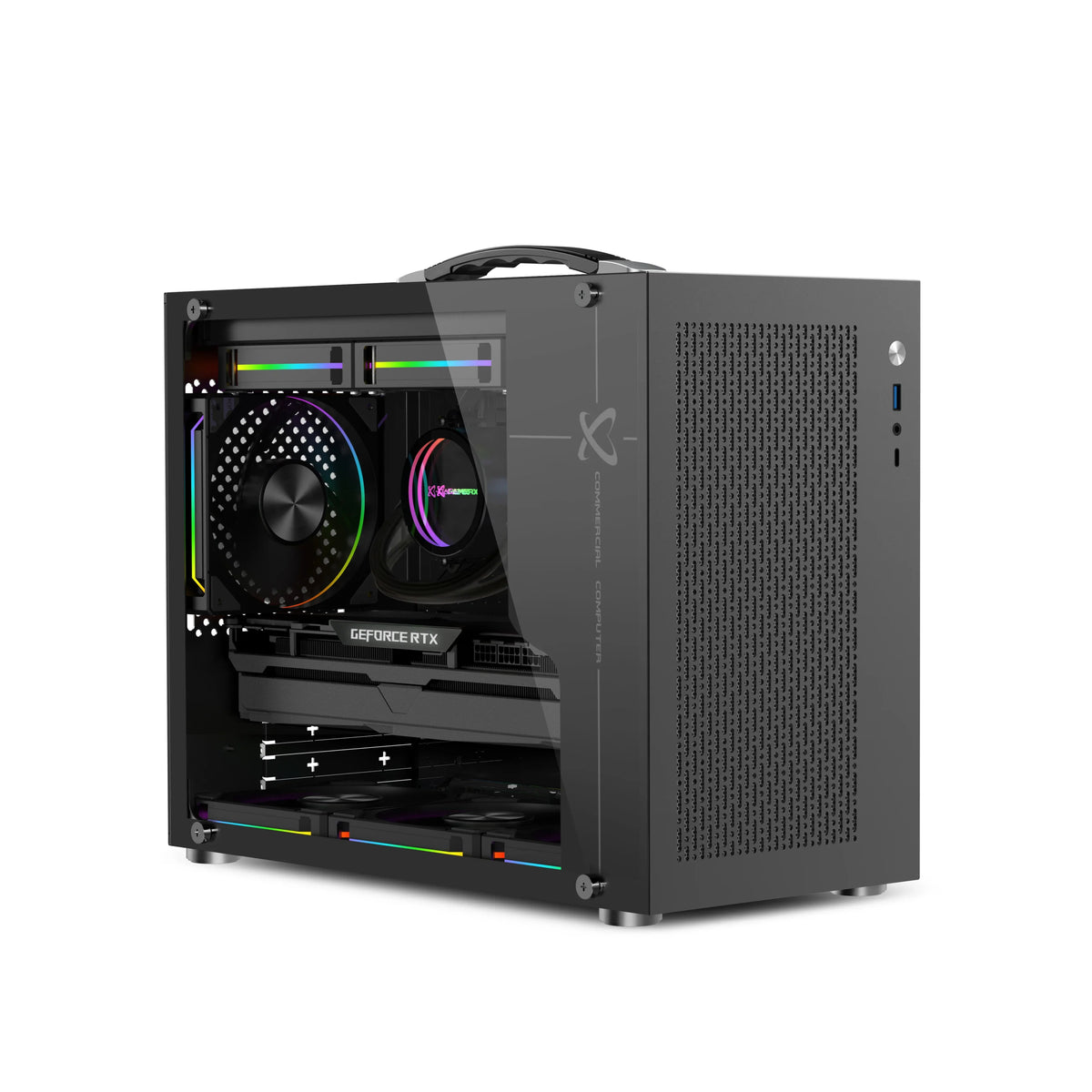 Mini ITX PC Case Transparent Side 240mm Water Cooling - Tophatter Daily Deals