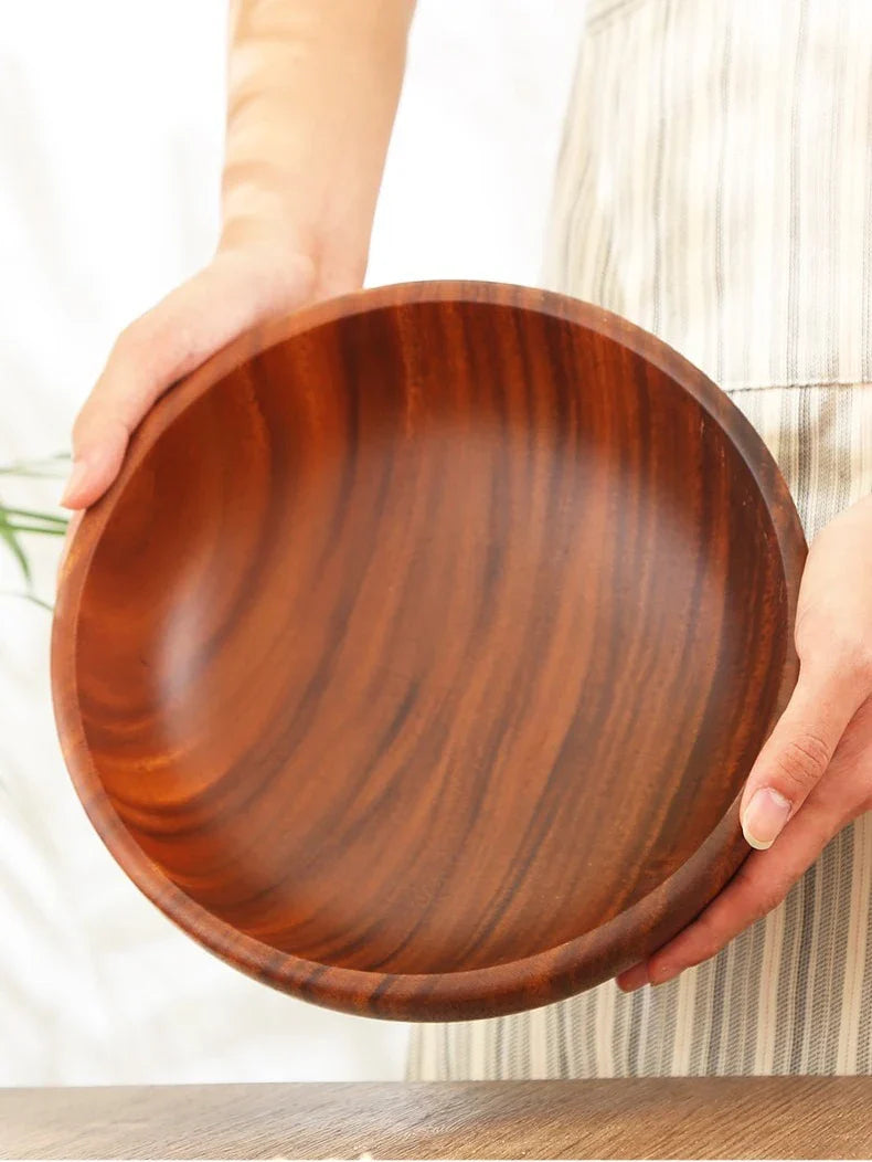 Acacia Wooden Bowl Japanese Style Salad Bowl Ramadan - Tophatter Daily Deals