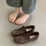Supportive Women’s Ballet Flats - Square Toe Mary Jane Brown - Tophatter Daily Deals