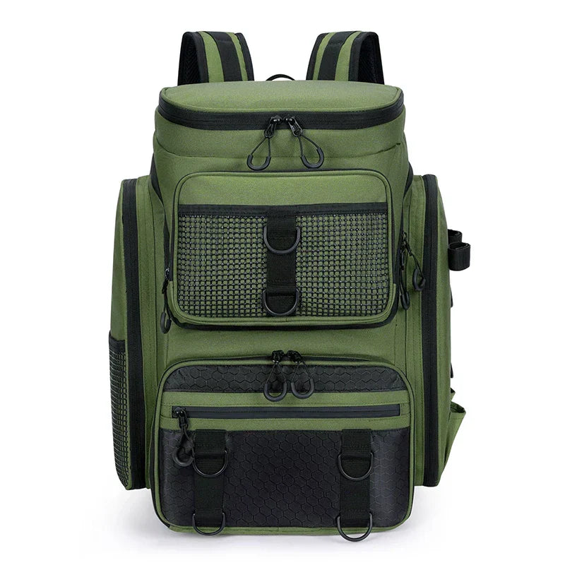 Tackle Backpack with Rod Holders Camping Green Backpacks - Tophatter Daily Deals