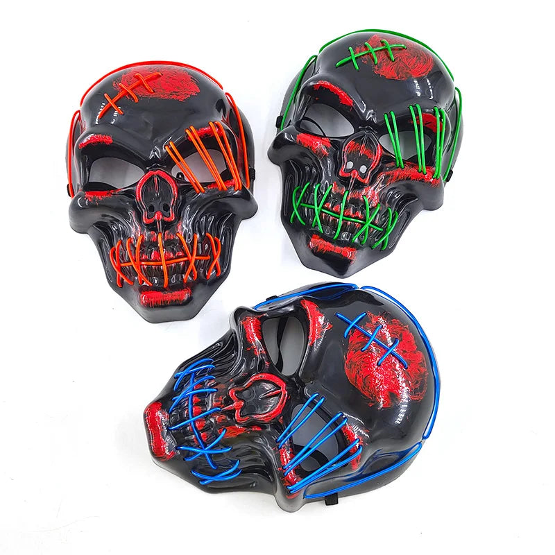 LED Glowing Skull Mask Full Face Halloween 2025 Cosplay - Tophatter Daily Deals