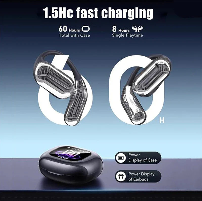 AI Translation Open Ear Earbuds With LCD Touch Screen - Tophatter Daily Deals