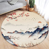 Koi Fish Round Rug Japanese Water Ink Floor Decor Serene DD-8084AE - Tophatter Daily Deals
