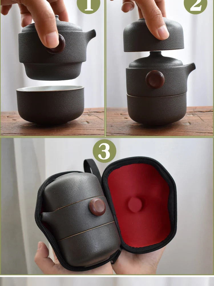Porcelain Portable Travel Tea Set Kung Fu Teaware Handmade - Tophatter Daily Deals
