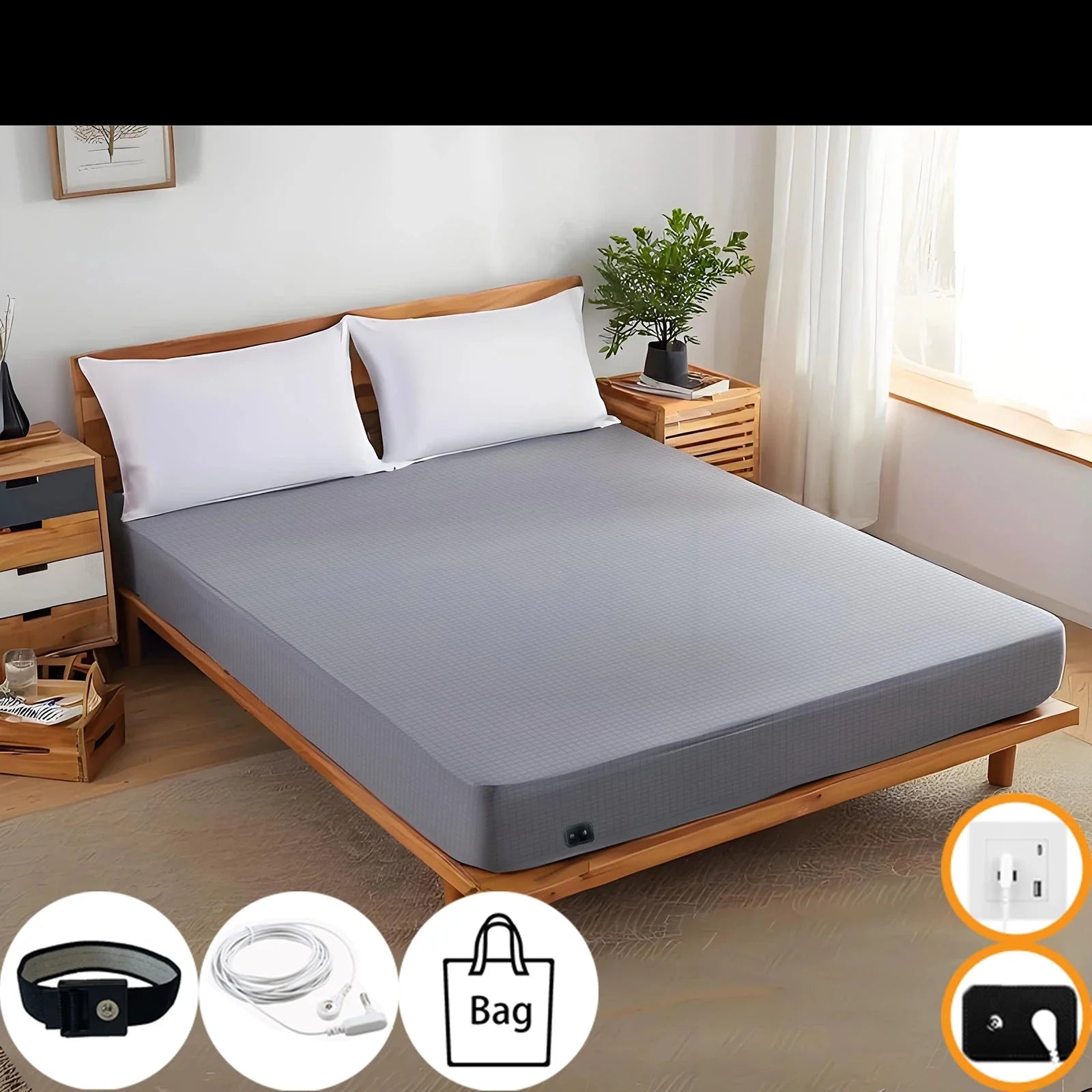 Earthing Fitted Sheet Ten Percent Silver Fiber Grounding - Tophatter Daily Deals