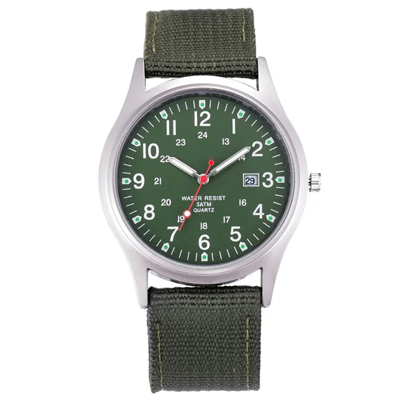 Quartz Field Watch Nylon Strap Military Style Date Luminous - Tophatter Daily Deals