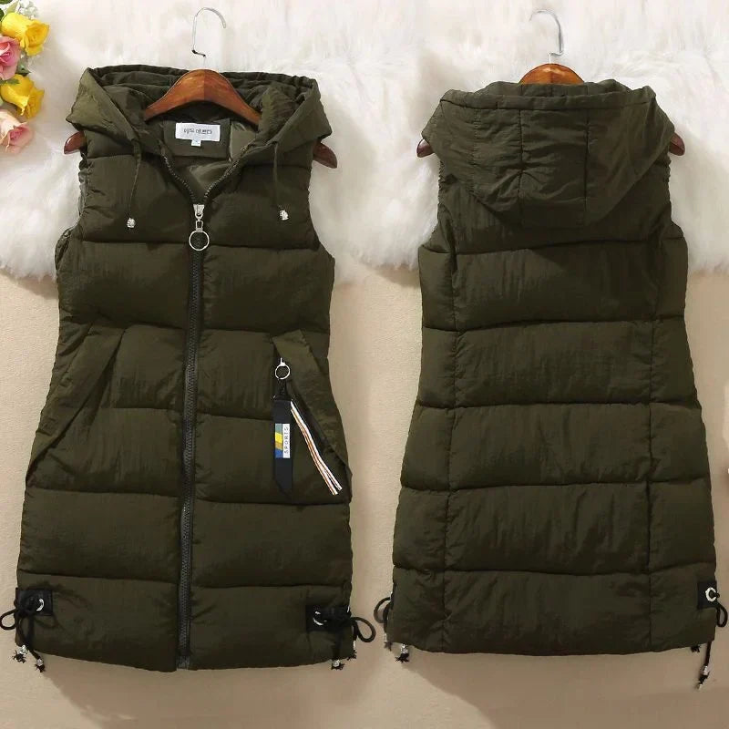 Warm Cozy Women’s Puffer Vest – Long Quilted, Cotton Shell - Tophatter Daily Deals