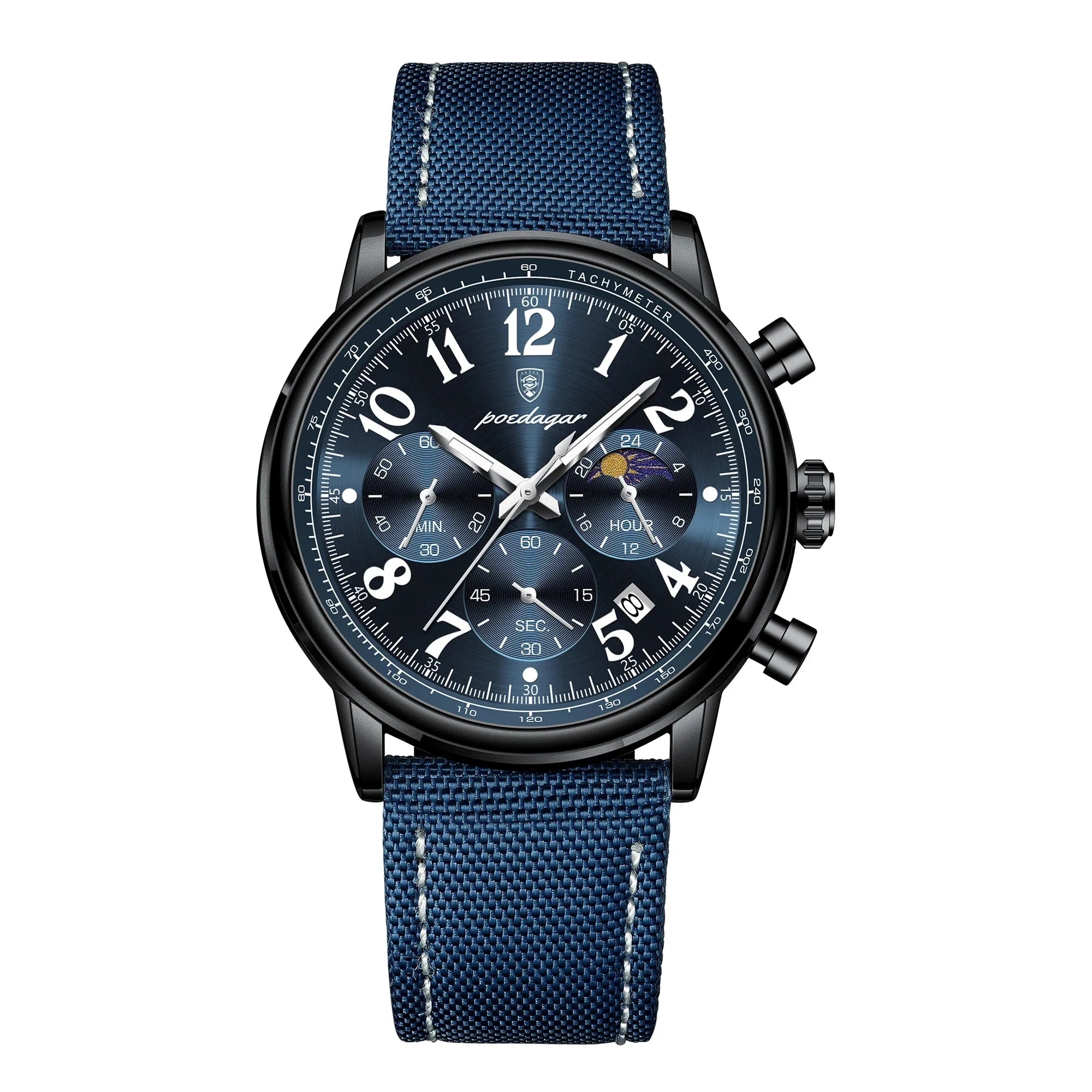 Military Chronograph Watch Nylon Strap Waterproof Fall 2025 808 Black Blue NL - Tophatter Daily Deals