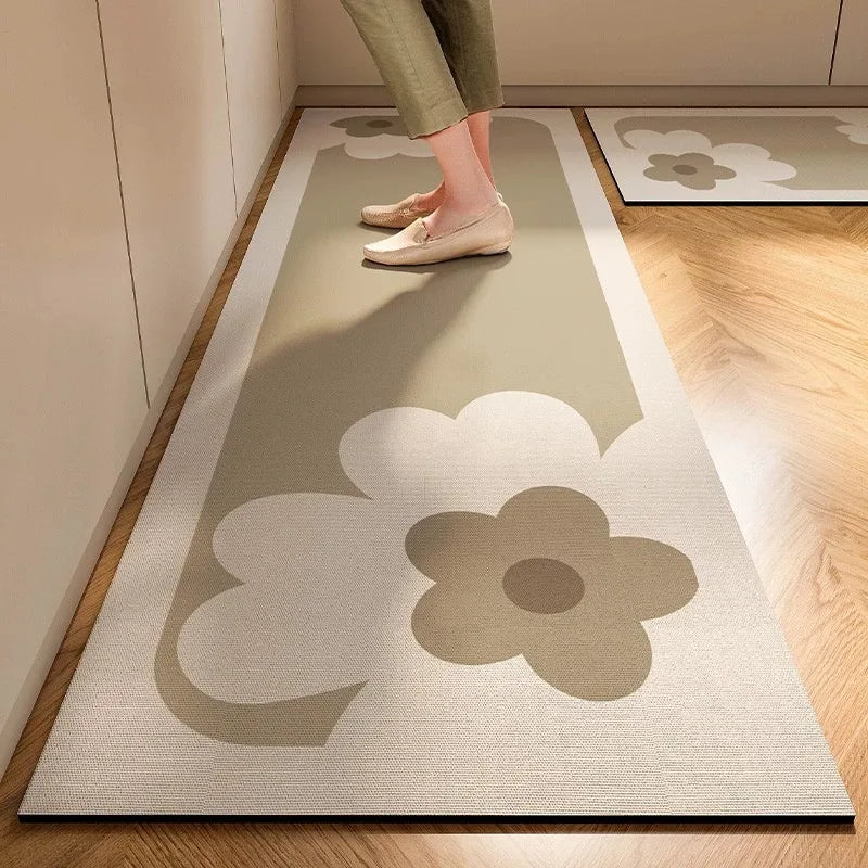 Japanese Minimalist Cream Anti Slip Floor Mat Kitchen - Tophatter Daily Deals