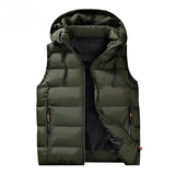 Warm Men’s Hooded Vest - Quilted Polyester, Winter Layering Green - Tophatter Daily Deals