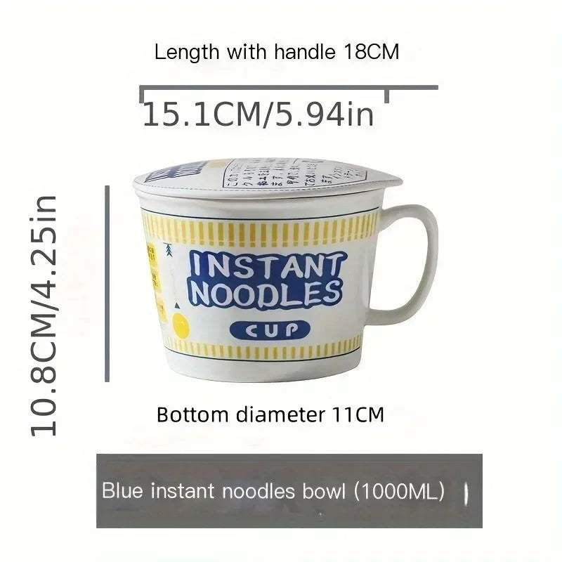 Instant Noodle Bowl With Lid Ceramic Mug Dorm And Kitchen - Tophatter Daily Deals