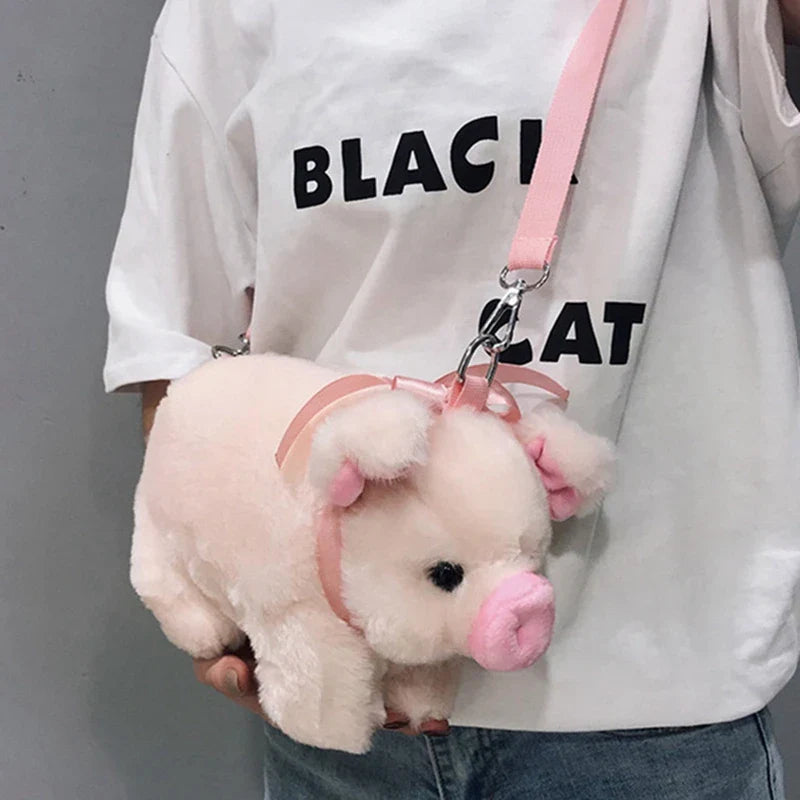 Pink Pig Plush Crossbody Bag Animals - Tophatter Daily Deals