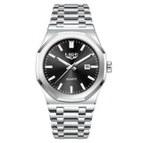 Quartz Watch Stainless Steel Waterproof Luminous Wristwatch Silver black - Tophatter Daily Deals