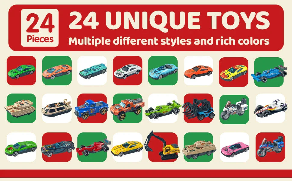 Advent Calendar 24 Alloy Cars Set Christmas Countdown - Tophatter Daily Deals