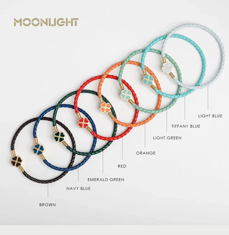 Four Leaf Clover Braided Leather Lucky Bracelet Gift - Tophatter Daily Deals
