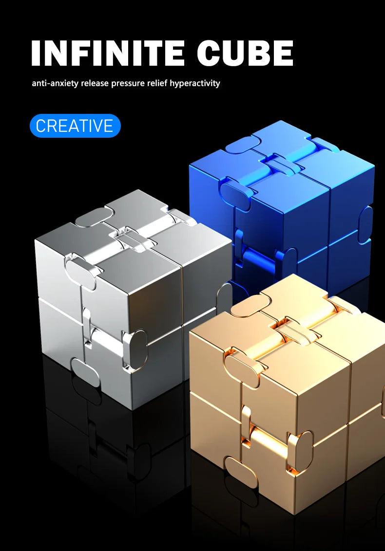 Metal Magic Cube Stress Relief Toy Portable Puzzle Focus - Tophatter Daily Deals