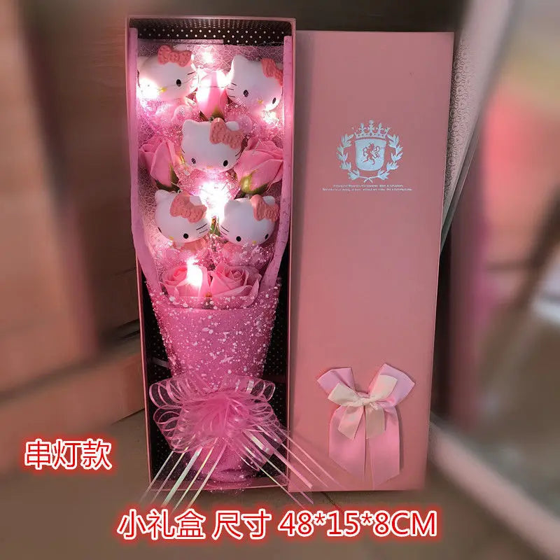 Sanrio Led Lights Plush Toy Bouquet Hello Kitty Dark Pink Bouquet Flowers - Tophatter Daily Deals