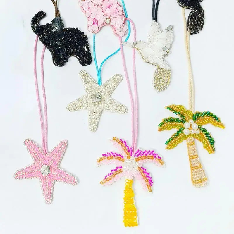 Coconut Tree Sequin Patch Keyring Bag Pendant Handmade - Tophatter Daily Deals