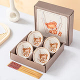Japanese Hand Painted Ceramic Bowl Set With Chopsticks D-4bowl 4chopsticks - Tophatter Daily Deals