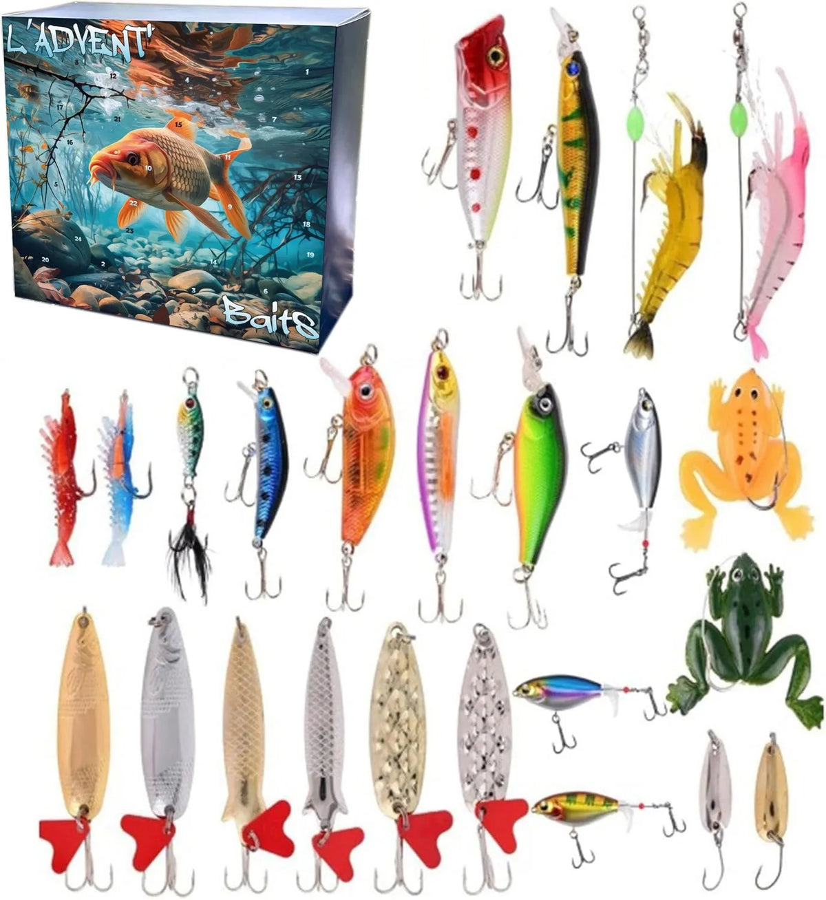 Fishing Advent Calendar 24-Day Christmas Countdown Kit - Tophatter Daily Deals