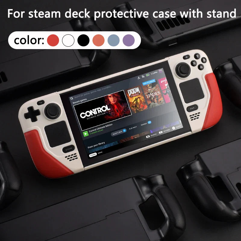 Steam Deck Case Cowhide Wrap Leather Grip Hard Shell Stand - Tophatter Daily Deals