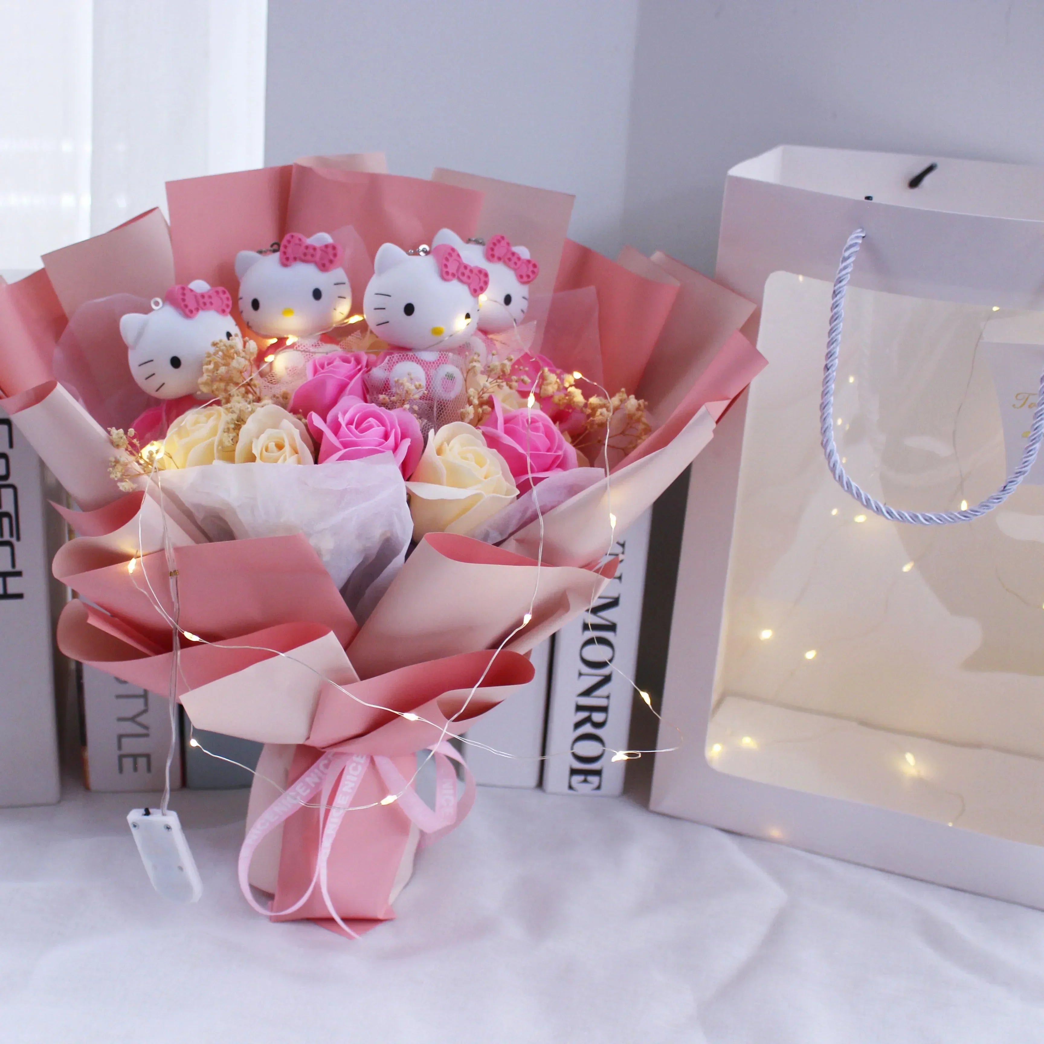 Sanrio Hello Kitty Plush Toy Bouquet Hello Kitty Dusty Pink Flowers - Tophatter Daily Deals