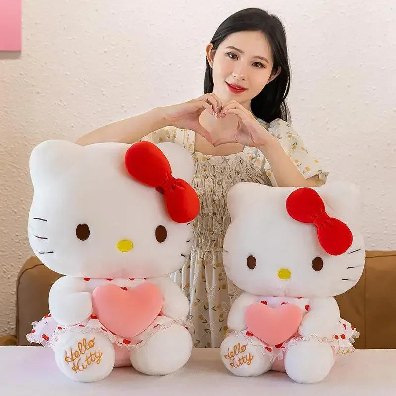 Sanrio Hello Kitty Plush Pink Heart Red Polka Dot Dress Anime - Tophatter Daily Deals