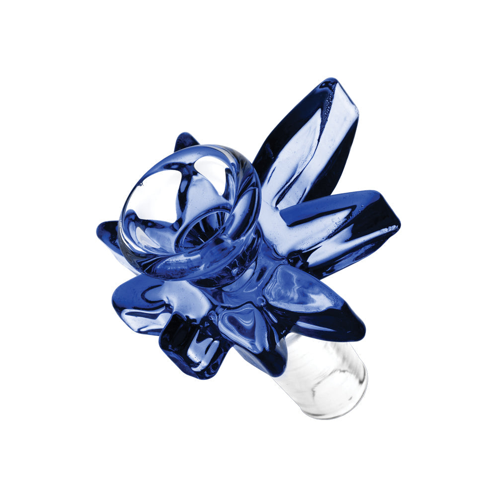 Pot Leaf Herb Slide Transparent Dark Blue Glass Bong Bowls - Tophatter Daily Deals