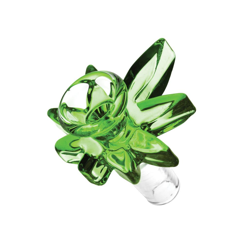 Pot Leaf Herb Slide Transparent Green Glass Bong Bowls - Tophatter Daily Deals