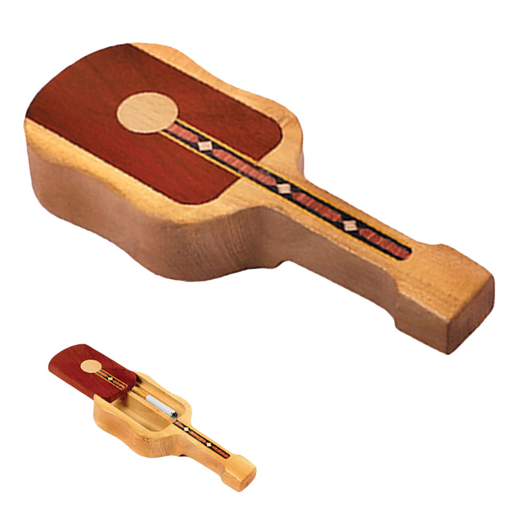 Wood Guitar Dugout w/ Magnetic Lock Slide Lid Dugouts - Tophatter Daily Deals