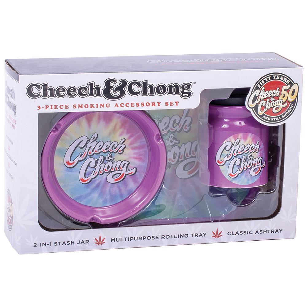 Cheech & Chong Smoke Lover's Gift Set | Purple Tie-Dye Rolling Trays - Tophatter Daily Deals