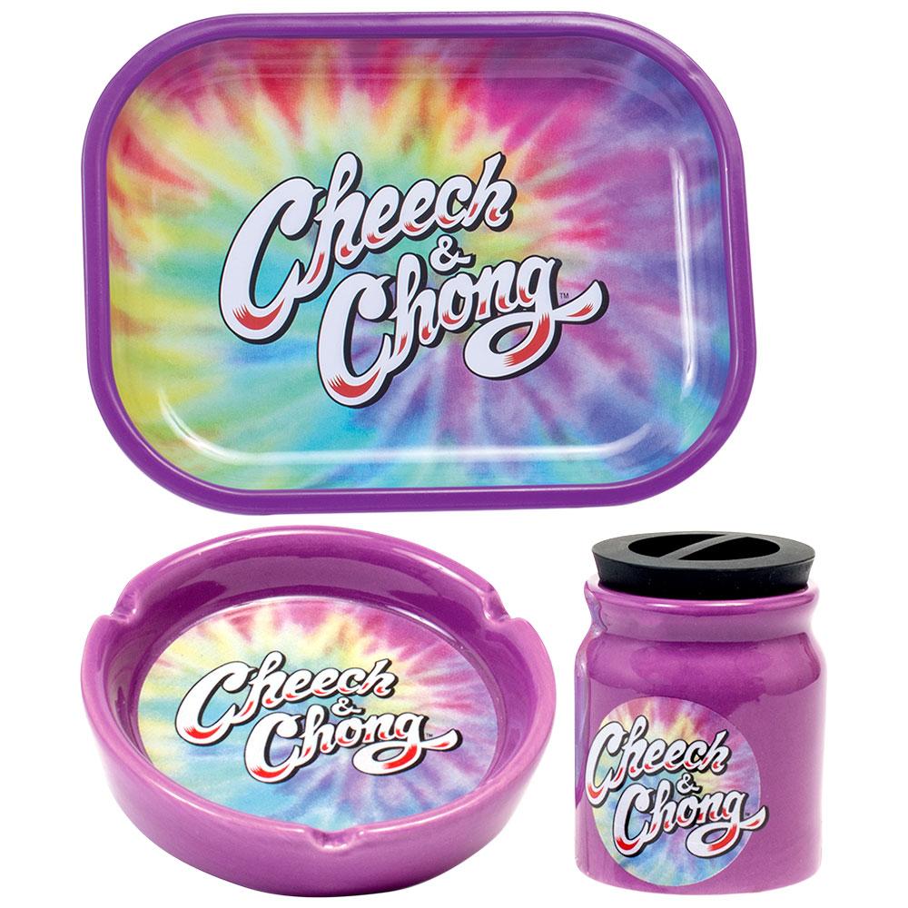 Cheech & Chong Smoke Lover's Gift Set | Purple Tie-Dye Rolling Trays - Tophatter Daily Deals