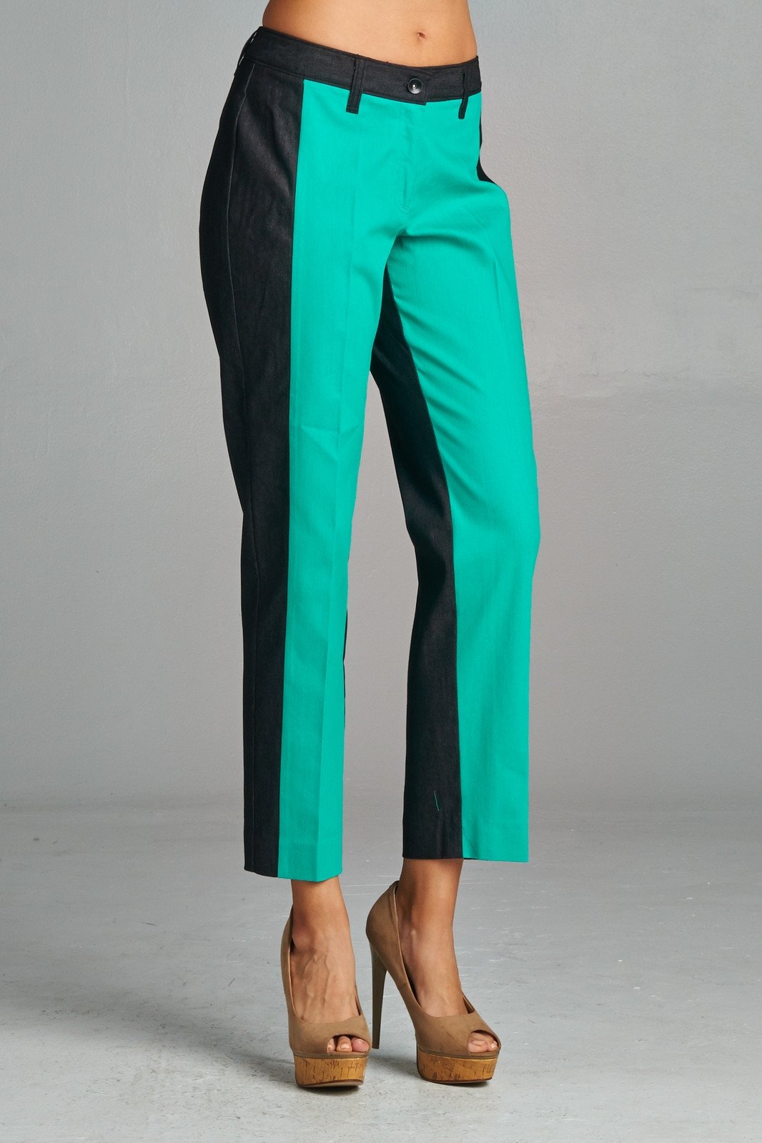 Women's Colorblock Capris Black Green 2 Capris - Tophatter Daily Deals