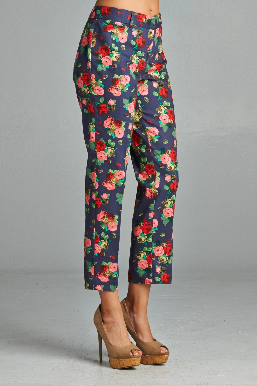 Women's Ankle Slim Leg Pant Pink Navy Pants - Tophatter Daily Deals