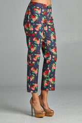 Women's Ankle Slim Leg Pant Pink Navy Pants - Tophatter Daily Deals